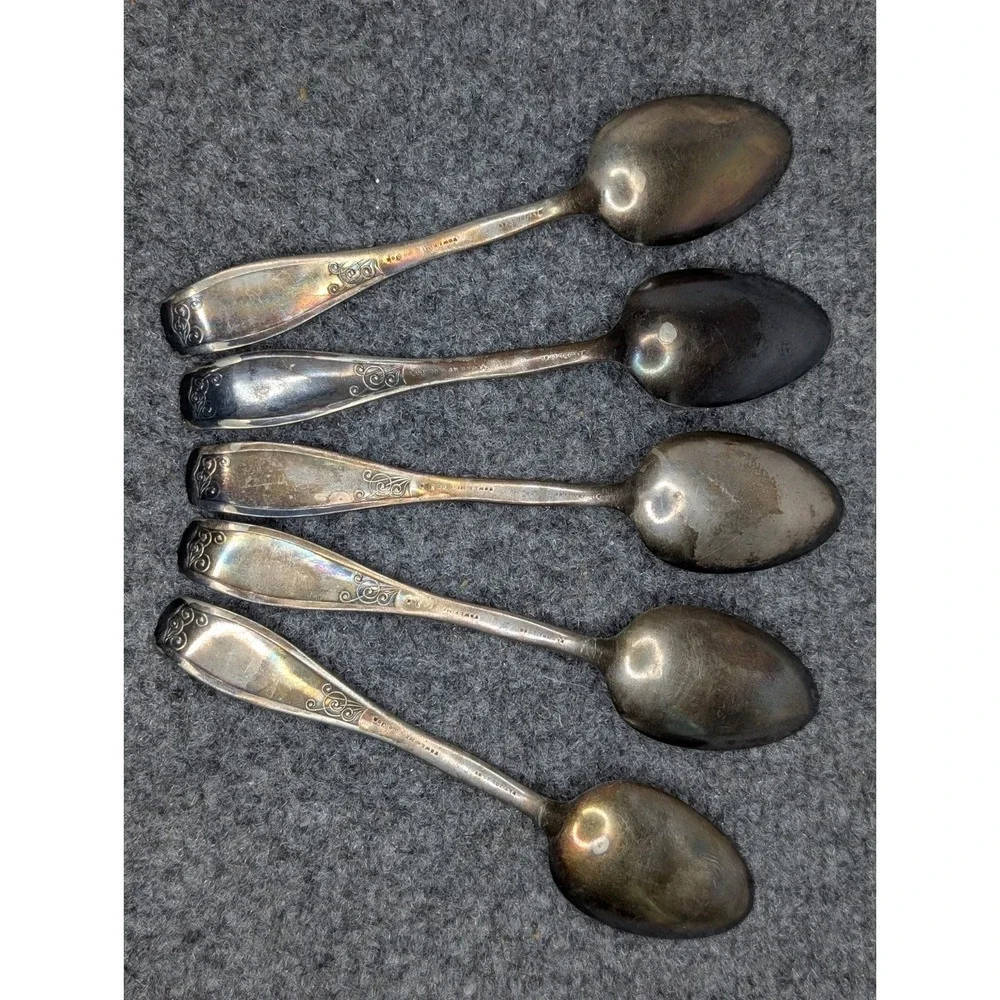 Vintage Towel Mfg Co. EUDORA Silverplated Set Of 5 Spoons 1888 